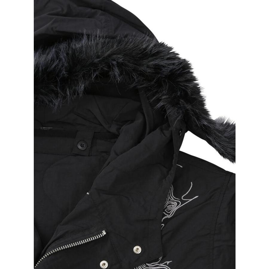 モッズコート 大きいサイズ メンズ DAKU カラス 刺繍 フードファー