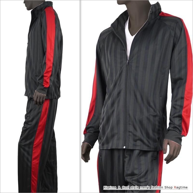 大きいサイズ ジャージ 上下セット メンズ シャドーストライプ