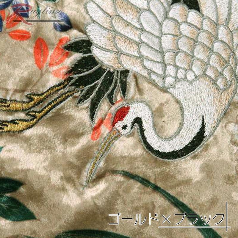 スカジャン 大きいサイズ メンズ 花柄 ベロア 和柄 鶴 飛翔 桜 刺繍