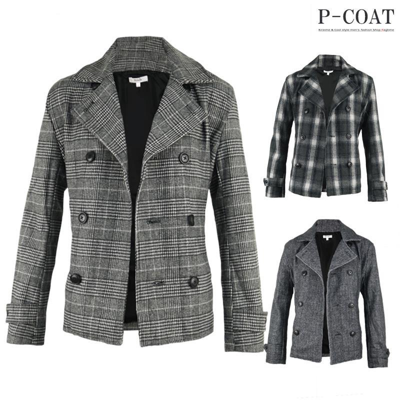 Pコート メンズ ピーコート チェック柄 グレンチェック おしゃれ 大人 ウール混 メルトン D D 12 Ragtime 通販 Yahoo ショッピング