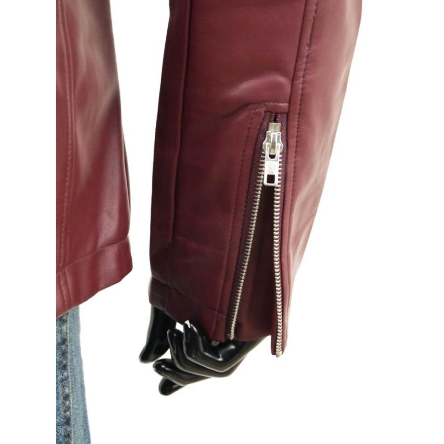 SABATINO ラムレザーダブルライダース　バーガンディ　Ｄポケ EMMETI - GABRIELE ラムスキン ナッパレザー ダブル ライダース