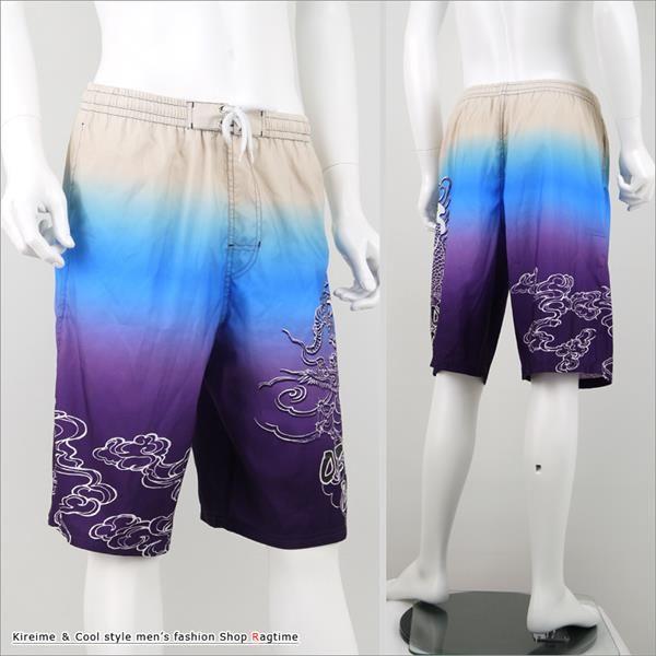 サーフパンツ 海パン 水着 龍 ドラゴン プリント グラデーション