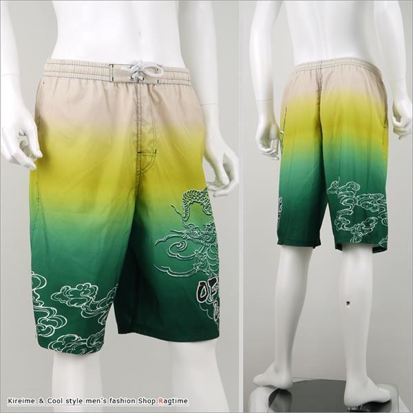 サーフパンツ 海パン 水着 龍 ドラゴン プリント グラデーション