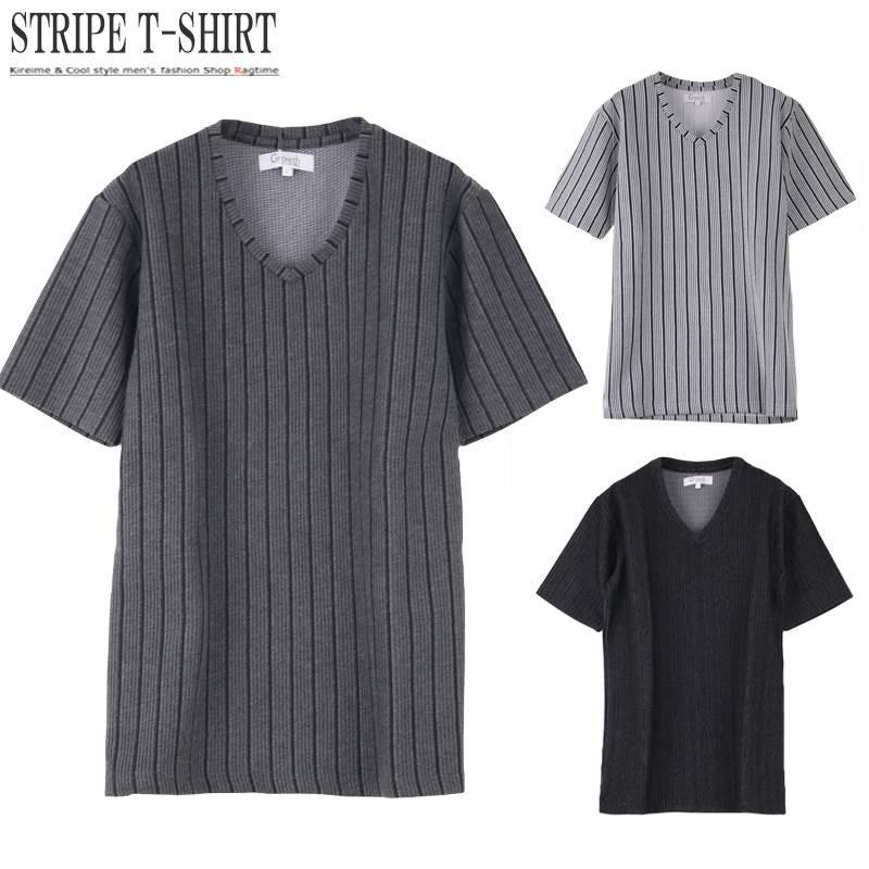 Vネック カットソー メンズ ストライプ ｔシャツ テレコ おしゃれｔシャツ 夏 サマーシャツ I0519 17 I0519 17 Ragtime 通販 Yahoo ショッピング