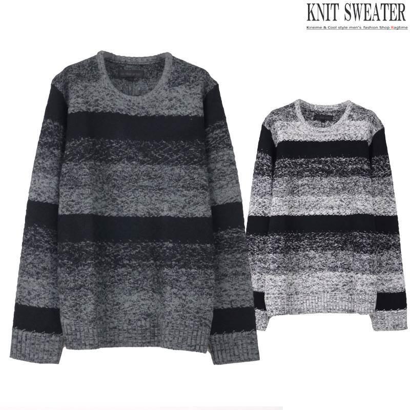 セーター メンズ グラデーション ボーダー クルーネック おしゃれ 厚手 ニット ニットセーター I 07 I 07 Ragtime 通販 Yahoo ショッピング
