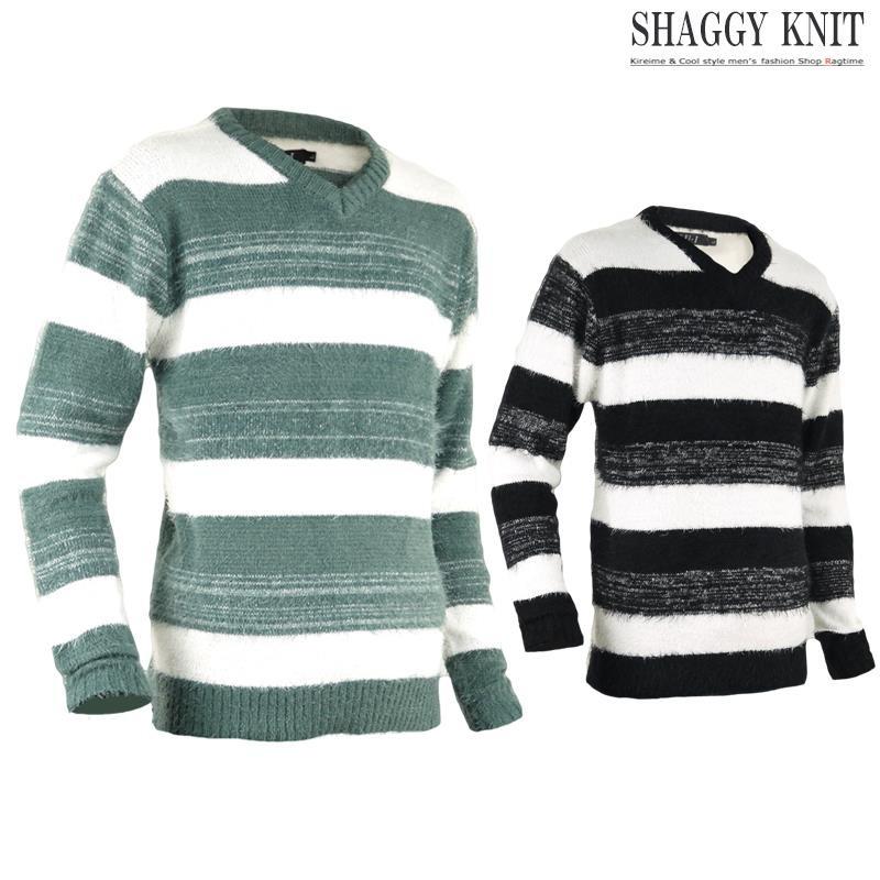 セーター Vネック メンズ ボーダー モヘア シャギー ふわふわ あったか ニット おしゃれ K K 07 Ragtime 通販 Yahoo ショッピング