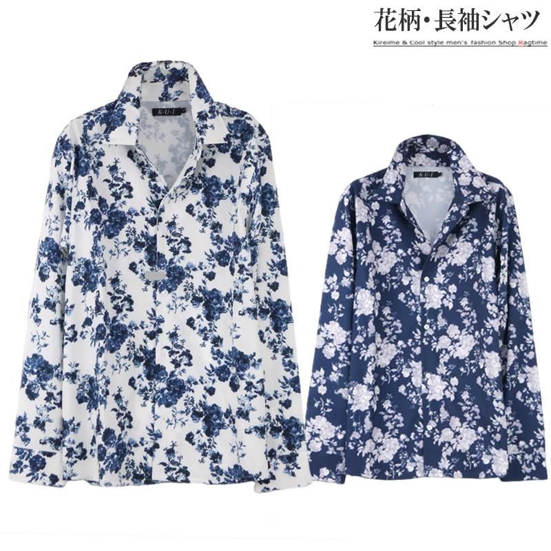 花柄シャツ メンズ サマーシャツ 長袖 総柄 ストレッチ 薄手 さらさら おしゃれシャツ 柄シャツ K K0624 06 Ragtime 通販 Yahoo ショッピング