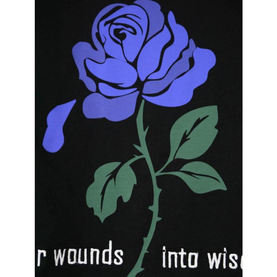 プリントTシャツ バラ刺繍 メンズ 花柄 クルーネック おしゃれ