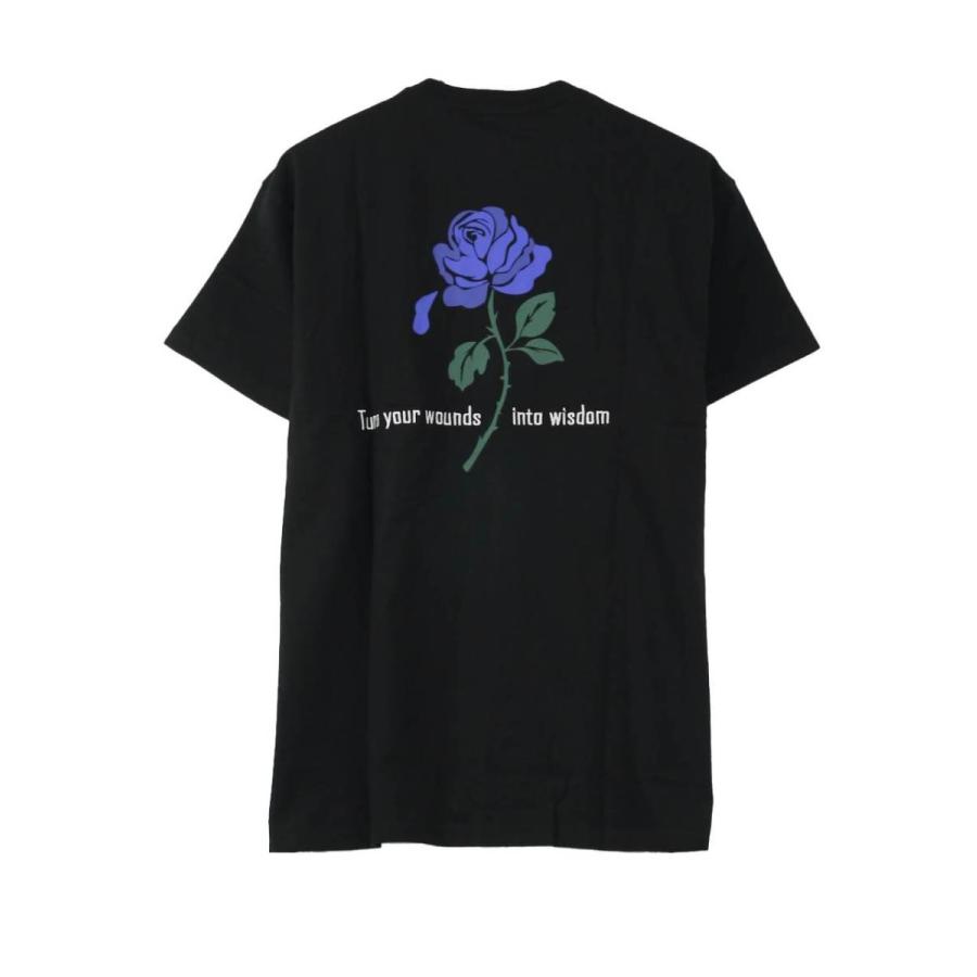 プリントTシャツ バラ刺繍 メンズ 花柄 クルーネック おしゃれ