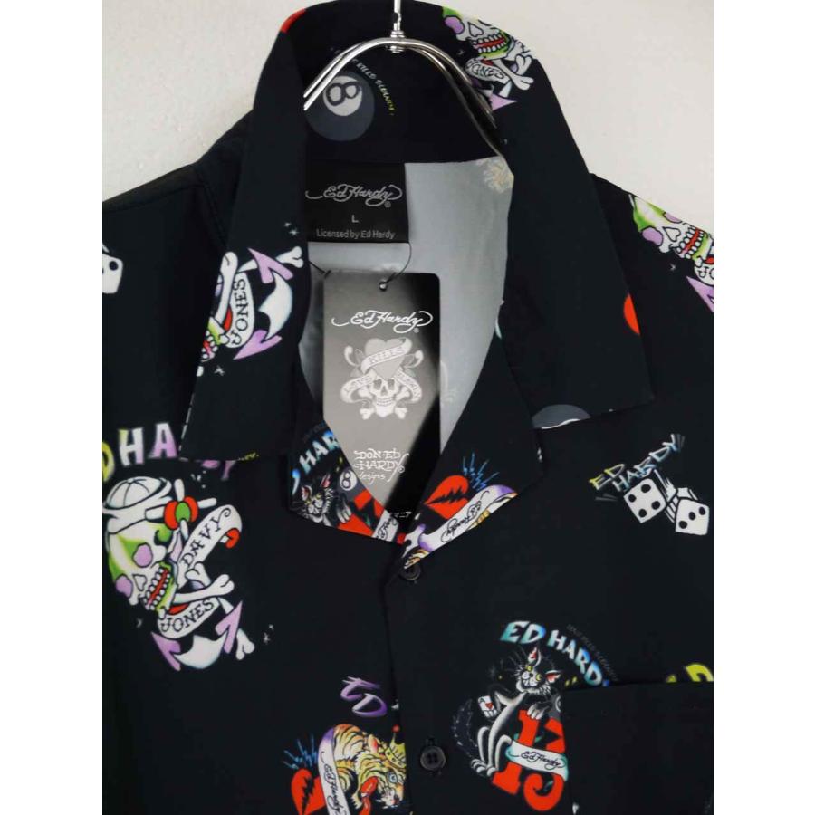 オープンカラーシャツ メンズ オーバーサイズ 総柄 ED HARDY 半袖
