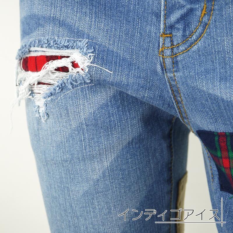 RRL パッチワークデニムパンツ ダブルアールエル) RRL リペア & ペイント加工 スリムフィット