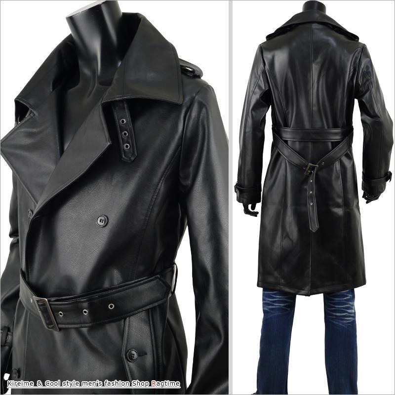 レザーコート メンズ ロングコート コート レザー トレンチコート