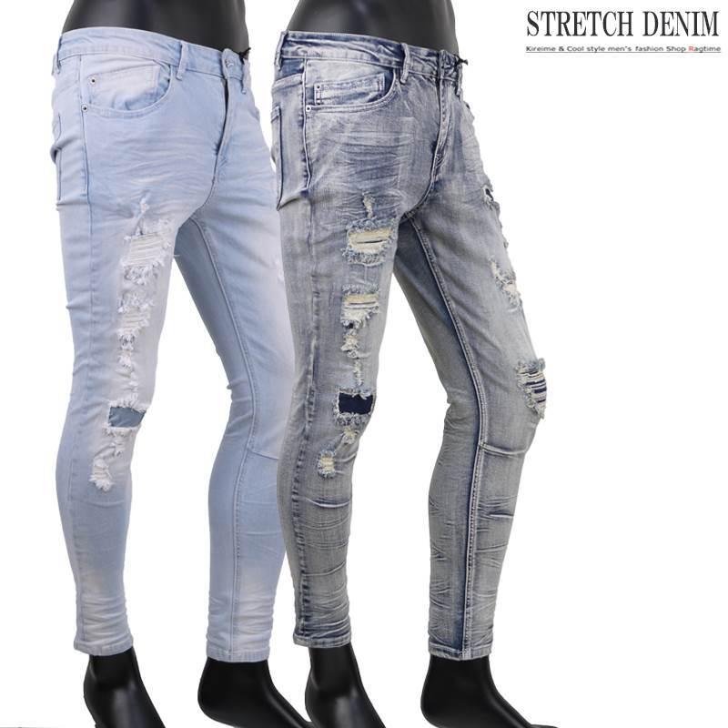 安い ストレッチ デニムパンツ メンズ ストレッチジーンズ ダメージ クラッシュ スキニーデニム V0212 01 年最新海外 Chanakyauniverse Org