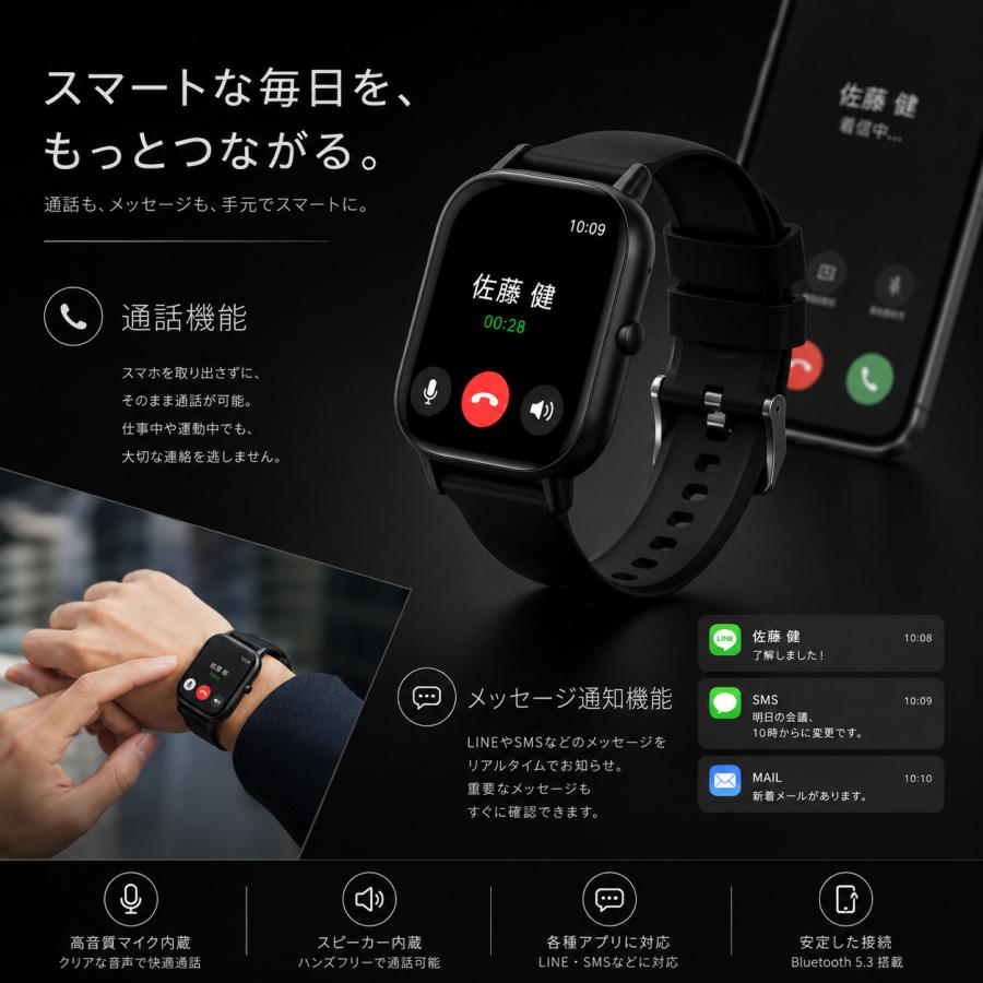 スマートウォッチ 日本製センサー 血糖値 血圧 血中酸素 心拍数 運動
