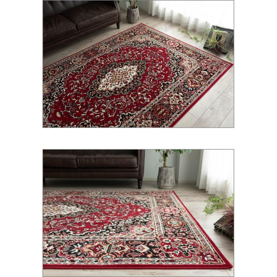 絨毯 じゅうたん 約 6畳 用 レッド ブラック ラグマット ペルシャ絨毯 柄 ベルギー絨毯 235×320 :z0369-bcf-235