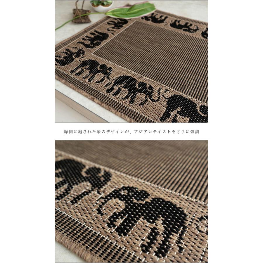 絨毯　アジアン　アンティーク　エスニック　ラグ　マット おしゃれ な アジアン 玄関マット 70×120cm 屋内 室内 ラグマット 象柄