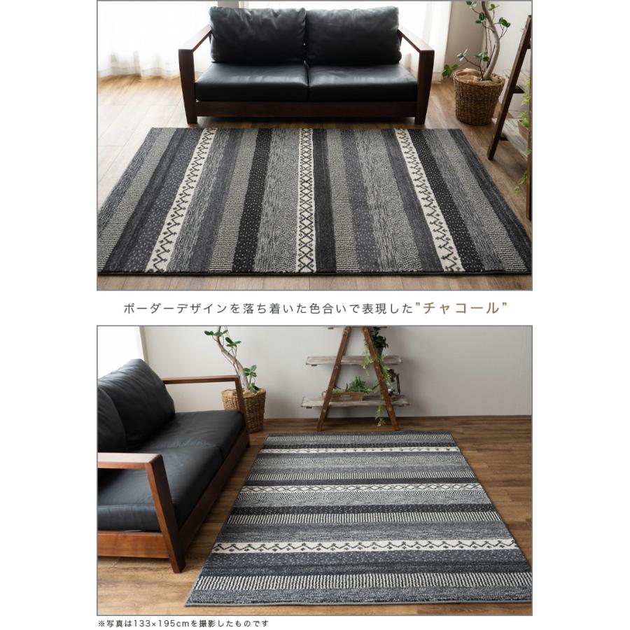 サヤンサヤン カーペット 2畳 大 ボーダー柄 ラグ 200×200cm サヤンサヤン カーペット 2畳 大 ボーダー柄 ラグ 200×200cm