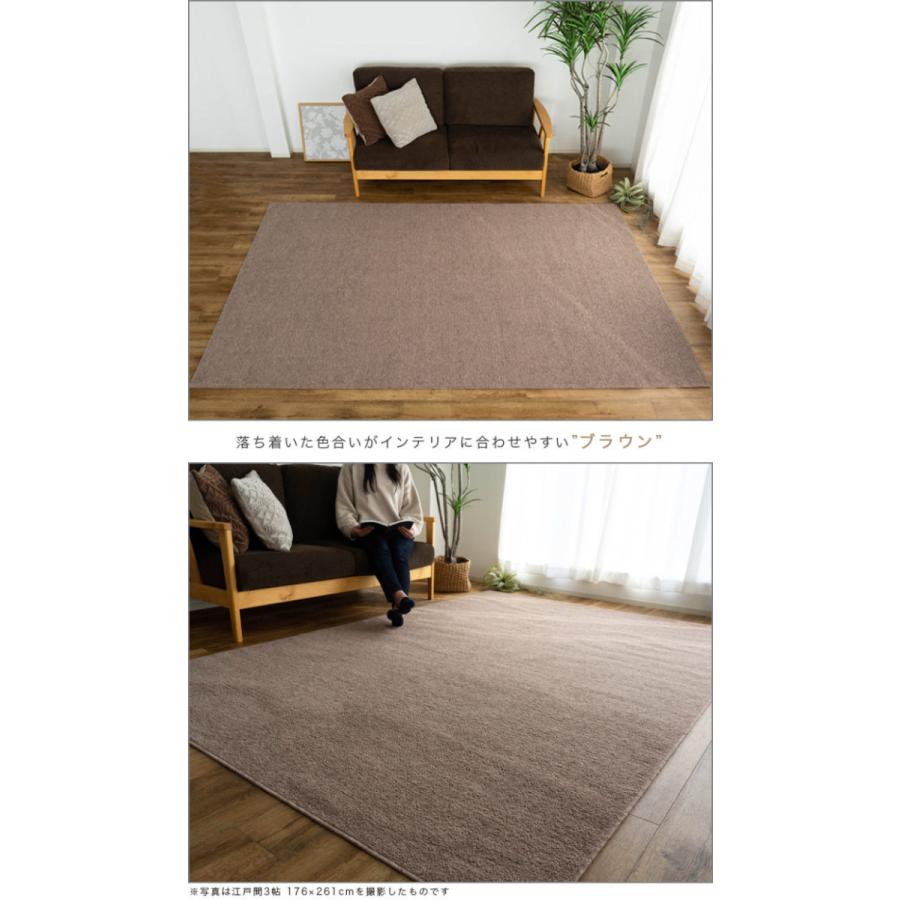 カーペット 6畳 江戸間 抗菌 防臭 日本製 ラグ 無地 261×352 絨毯