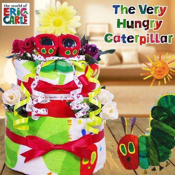 おむつケーキ はらぺこあおむし 出産祝い はらぺこ 3段 男の子 女の子 名入れ刺繍 2段 ギフト 初節句 端午の節句 | ERIC CARLE | 02