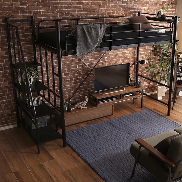 ベッド シングル ロフト パイプ ロフトベッド シングルベッド シングルベット パイプベッド システムベッド システムベット フレーム 宮付き