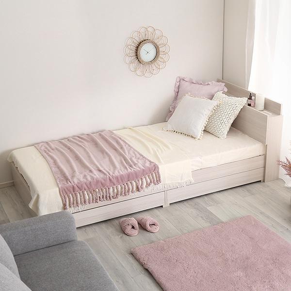 ベッド ベッドフレーム ダブル コンセント付き 収納付き 引き出し付き