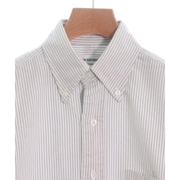 大人気新品 Thom Browne トムブラウン カジュアルシャツ メンズ 長袖 カラー グレーx白 ストライプ Avia Russia Com