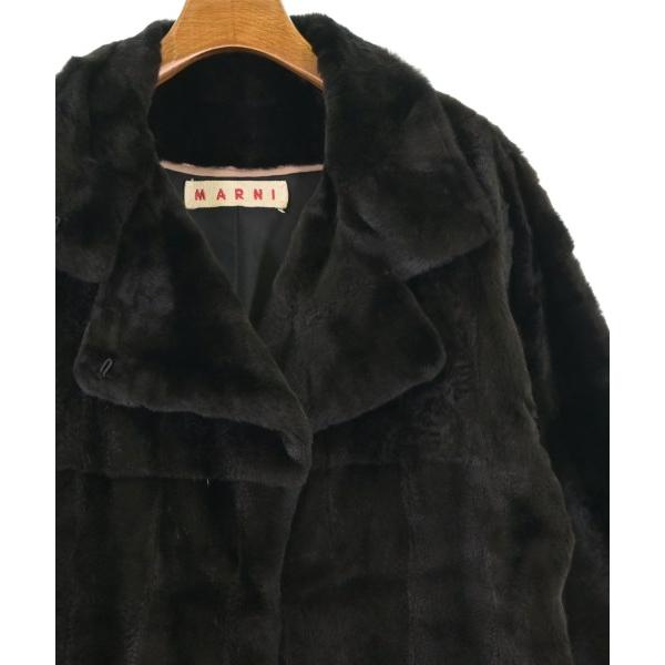 レディース MARNI ウール ポンチョ 毛皮 異素材 ショートコート 黒 M