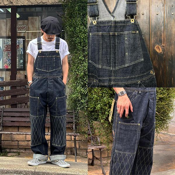 トロフィークロージング TOROPHY CLOTHING 1603W ダブルニー カーペンター オーバーオール W KNEE ダートデニム インディゴ  14.5oz アメカジ バイカー