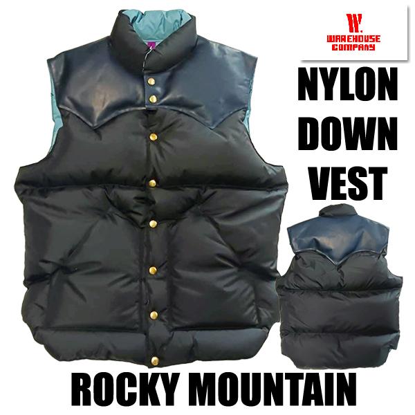 美品！  ブラックダウンベスト Mサイズ 箱あり。 WAREHOUSE（ウエアハウス） ロッキーマウンテン ダウンベスト 290-242