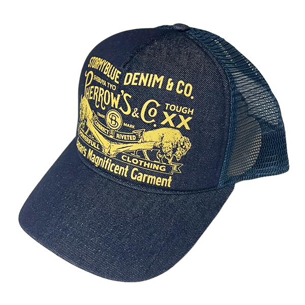 フェローズ Pherrow's メッシュ キャップ 26S-PMC2 CAP 帽子 バッファロー ロゴ トラッカーキャップ 刺繍 小物 デニム インディゴ ネイビー アメカジ メンズ | Pherrow's | 02