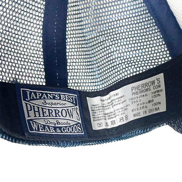 フェローズ Pherrow's メッシュ キャップ 26S-PMC2 CAP 帽子 バッファロー ロゴ トラッカーキャップ 刺繍 小物 デニム インディゴ ネイビー アメカジ メンズ | Pherrow's | 09