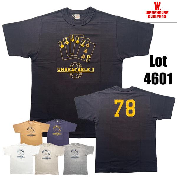 ウエアハウス WAREHOUSE Tシャツ Lot 4601 UNBEATABLE トランプ 半袖 プリント 未洗い アメカジ メンズ 正規品 | WAREHOUSE