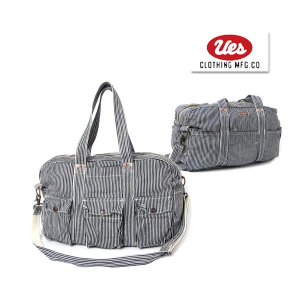 UES ウエス ボストンバッグ 810951 デニム ヒッコリー 鞄 バッグ トートバッグ ショルダー 斜め掛け 綿 アメカジ 定番 小物 プレゼント メンズ 男性 日本製 | UES