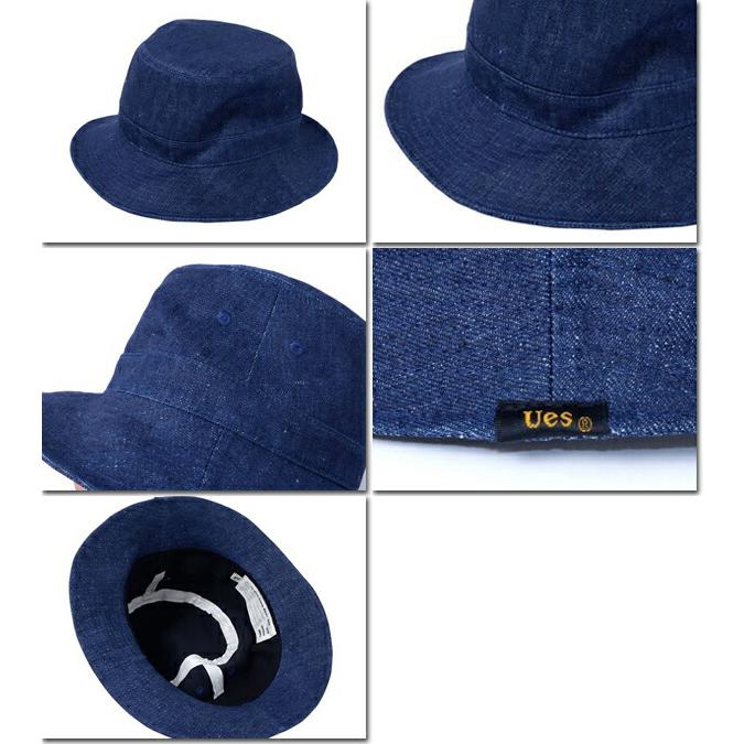 UES ウエス リネン バケットハット 82BH 帽子 デニム インディゴ UES ウエス リネン バケットハット 82BH 帽子 デニム インディゴ