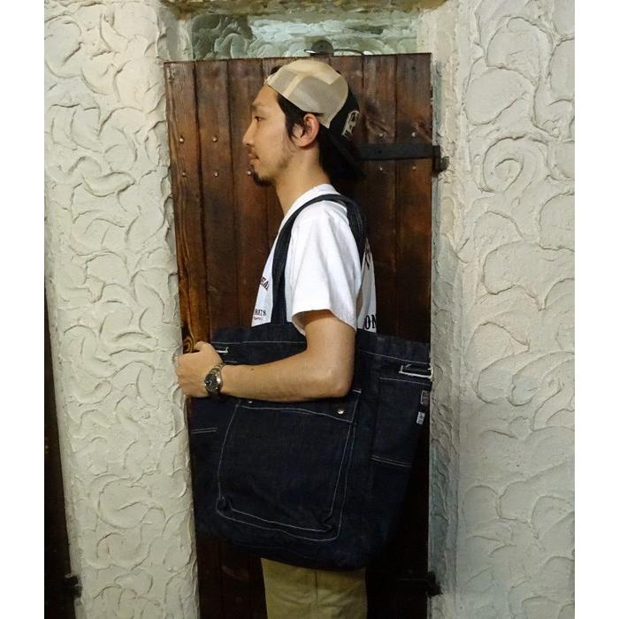 UES ウエス 890716 裏地付きトートバッグ デニム ヒッコリー 鞄 インディゴ プレゼント 男性 メンズ ラッピング対応可能 | UES | 02