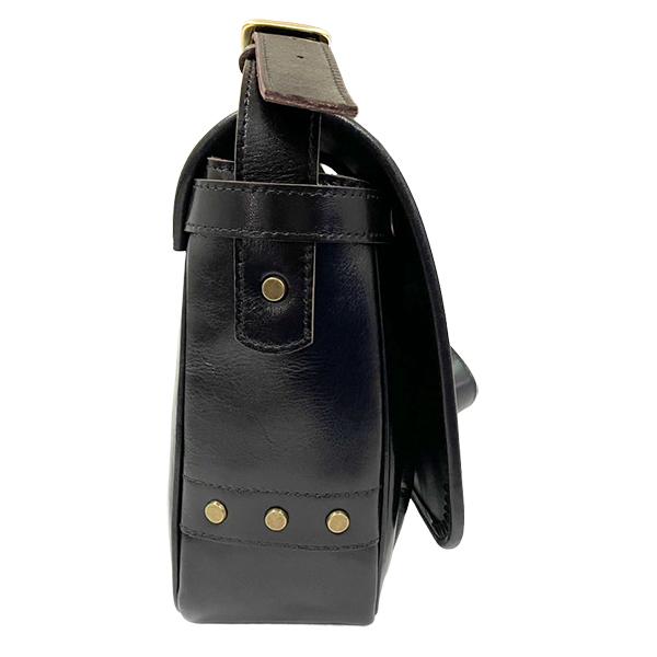 Y'2 LEATHER ワイツーレザー メールバック BG-10-S-A BLACK (TEA-CORE) ANILINE STEER MAIL BAG SMALL 鞄 ショルダー 斜め掛け アメカジ メンズ 日本製の画像