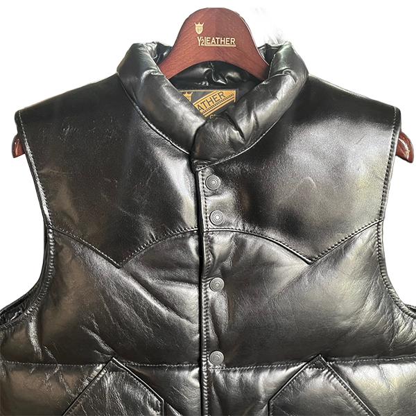 Y'2 LEATHER ワイツーレザー ダウンベスト OV-01 BLACK OIL SOFT HORSE