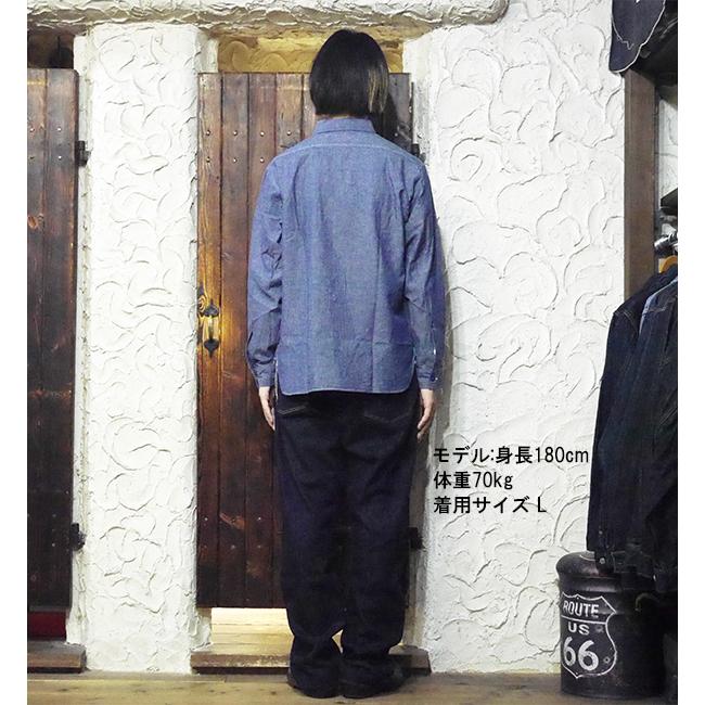 新品未使用　パラスパレス  ムラ糸デニムスタンド衿ワークシャツ 20／－ムラ糸ダンガリーボトル襟ワークシャツ