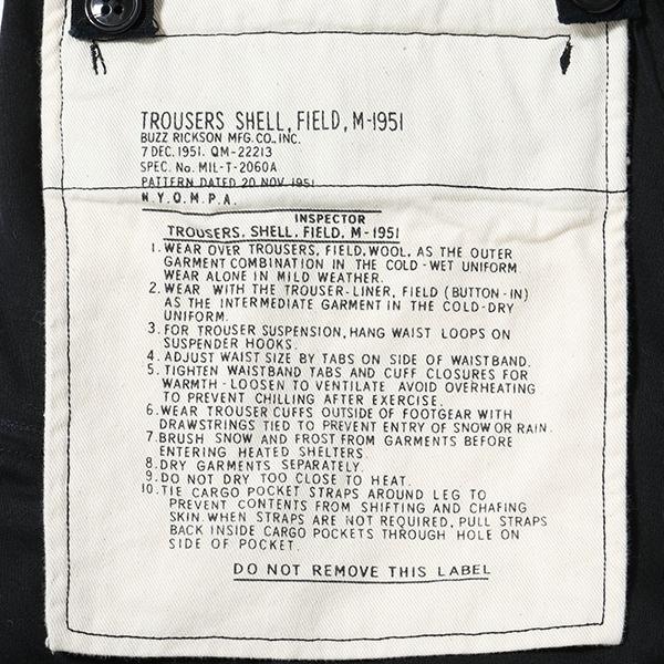 バズリクソンズ BUZZ RICKSON'S フィールドトラウザース BR42592 WILLIAM GIBSON BLACK M-51 TROUSERS ミリタリー M-51 パンツ ワイド アメカジ メンズ 東洋 | BUZZ RICKSON'S | 05