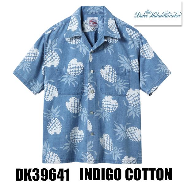 デュークカハナモク DUKE KAHANAMOKU アロハシャツ DK39641 半袖 コットン インディゴ DUKE'S PINEAPPLE パイナップル サンサーフ アメカジ メンズ 東洋 | DUKE KAHANAMOKU