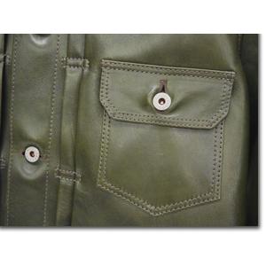 Y'2 LEATHER ワイツーレザー Gジャン EB-140 ECO HORSE 1st Type エコホース オリーブ ホースハイド レザージャケット 馬革 アメカジ バイカー 日本製の画像