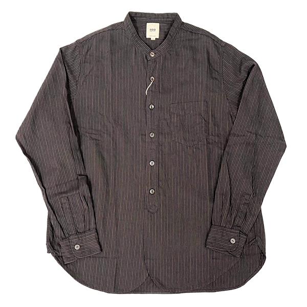 FOB FACTORY FOBファクトリー F3511 バンドカラーシャツ ストライプ コットン 長袖 薄手 カジュアル シンプル 起毛 アメカジ 日本製 2025年 春夏 新作 | FOB FACTORY | 03