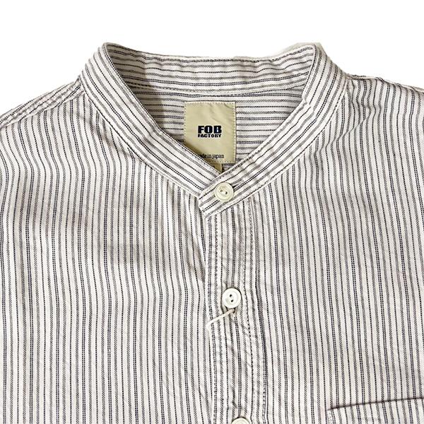 FOB FACTORY FOBファクトリー F3511 バンドカラーシャツ ストライプ コットン 長袖 薄手 カジュアル シンプル 起毛 アメカジ 日本製 2025年 春夏 新作 | FOB FACTORY | 07