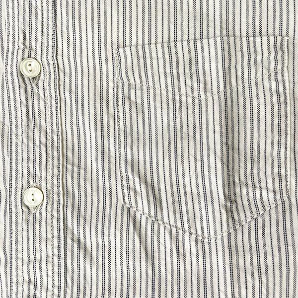 FOB FACTORY FOBファクトリー F3511 バンドカラーシャツ ストライプ コットン 長袖 薄手 カジュアル シンプル 起毛 アメカジ 日本製 2025年 春夏 新作 | FOB FACTORY | 08