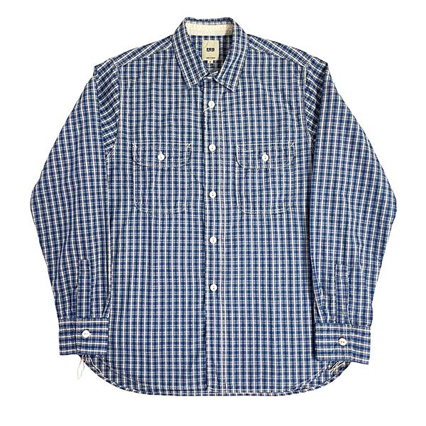 FOB FACTORY FOBファクトリー F3516 INDIGO CHECK WORK SHIRT チェックシャツ インディゴ 長袖 薄手 アメカジ | FOB FACTORY | 02