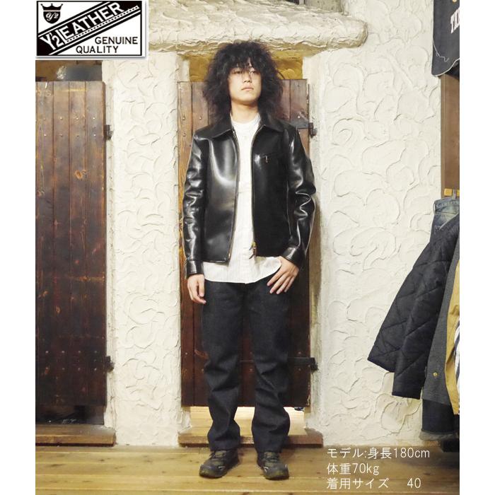 Y'2 LEATHER ワイツーレザー シングルライダース HR-42 (44size) 別注 レザージャケット ヴィンテージホース アメカジ メンズ｜ragtim-store｜04