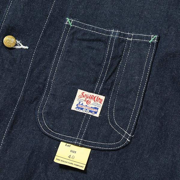 SUGAR CANE SC15655 ダークブルー カバーオール SUGAR CANE シュガーケーン11oz ブルーデニム ワークコート