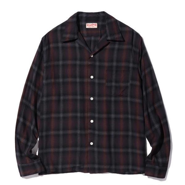旧タグ SUGAR CANE オンブレチェック 綿 レーヨン 麻 メンズL SUGAR CANE シュガーケーン シャツ 長袖 メンズ レディース