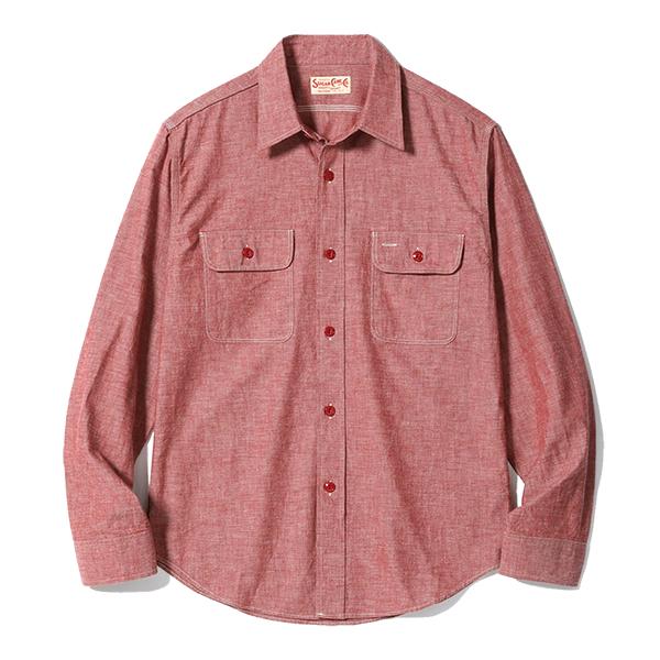 SUGAR CANE シュガーケーン レッド シャンブレーシャツ SC29682 RED