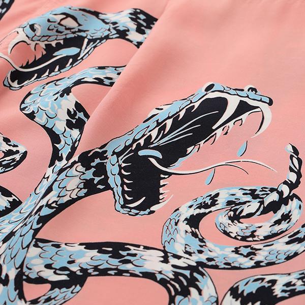 スターオブハリウッド　アロハシャツ 蛇プリント 半袖 ピンク STAR OF HOLLYWOOD スターオブハリウッド アロハシャツ SH39486